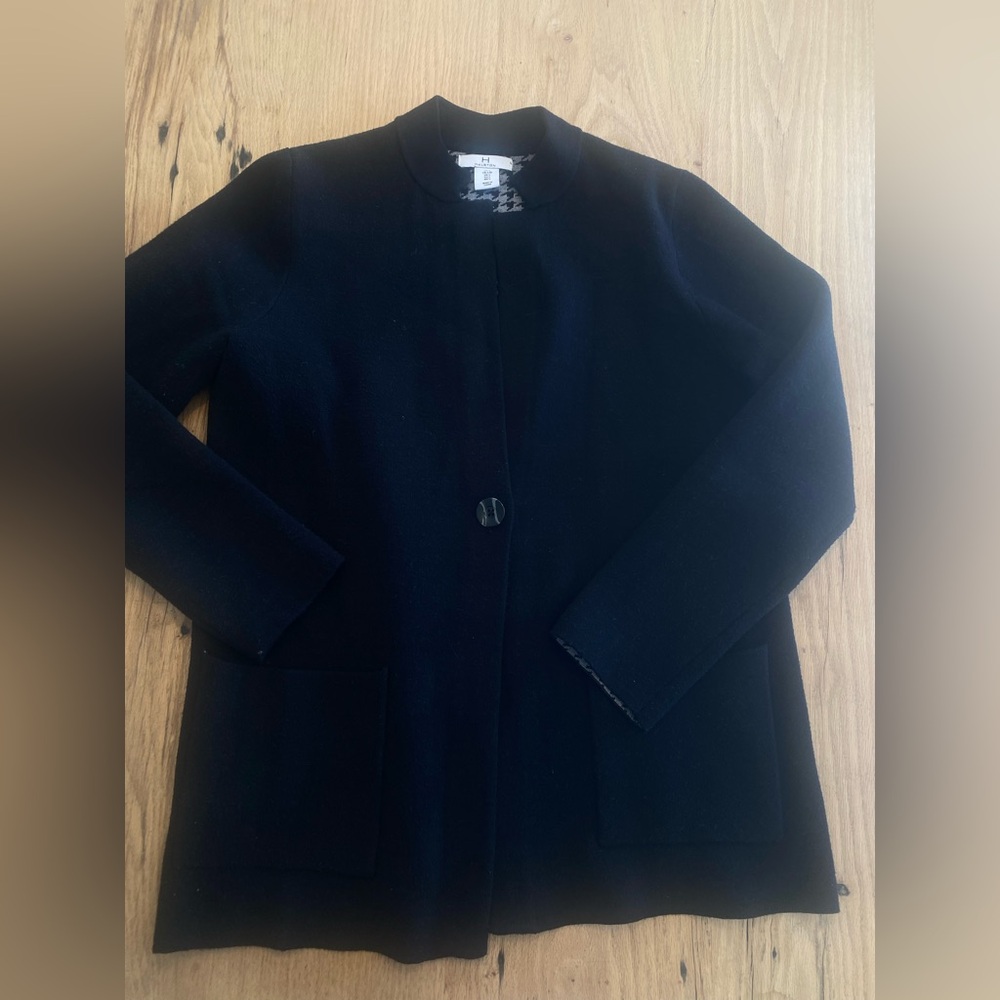 Halston Heritage Black‎ Single-Button Knit Blazer